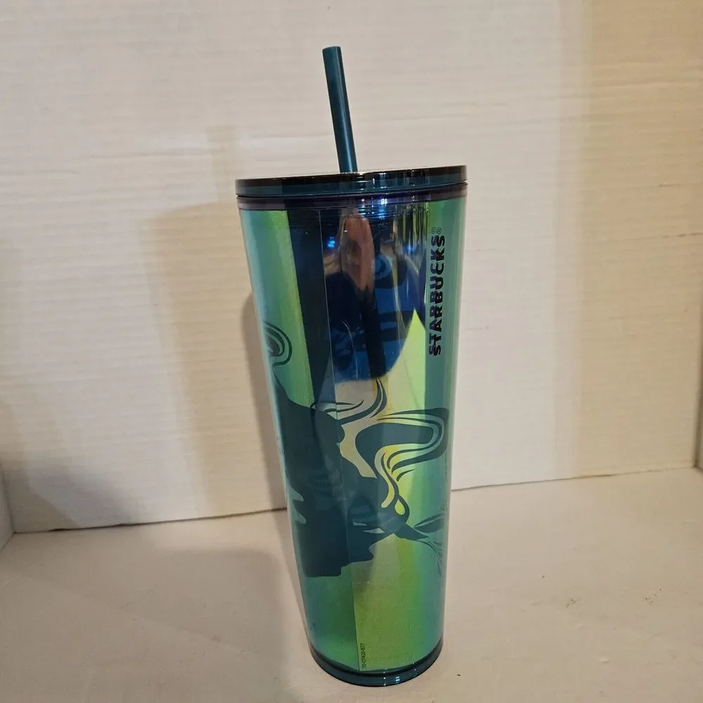 2023 Starbucks Holo Teal Glacier 24 oz Siren Mermaid Straw Tumbler, New with Tag